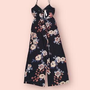 LOVESTITCH Anthropologie Black Floral Maxi Dress Hawaiian Boho Chic Beach Party